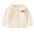 thumbnail image 2 of ibuvkizy Girls Sweaters!Girls Cardigan Cute Printed Girls Lace Neck Knitted Sweater Cardigan Long Sleeve Button Up Jacket Girls Fall Outfits Beige,3 Months, 2 of 3