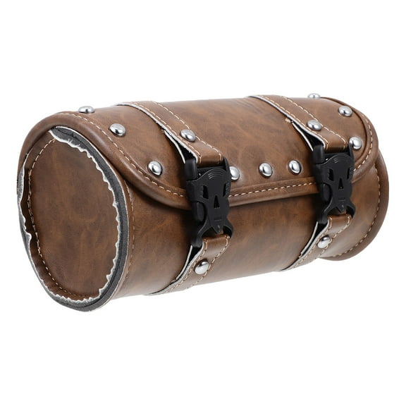 HONMEET 1 Set Waterproof Motorbike Tail Storage Bag Coffee Leather Motorcycle Side Pouch 8.3x4.3x4.3in