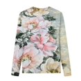 thumbnail image 5 of IROINNID Polyester Long Sleeve T Shirt for Women Leisure Summer Fold Printed Regular Round Neck Button Top,Pink, 5 of 5