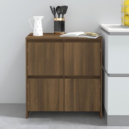 Anself Sideboard Brown Oak 27.6in x 16.1in x 29.5in Engineered Wood Storage Cabinet Sofa End Table for Living Room, Bedroom, Home Furniture