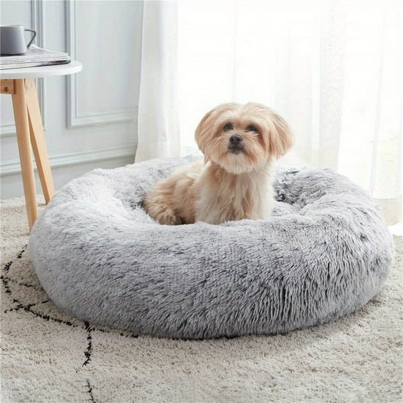 DABEI Calming Dog & Cat Bed, Anti-Anxiety Donut Cuddler Warming Cozy Soft Round Bed, Fluffy Faux Fur Plush Cushion Bed For Small Medium And Large Dogs And Cats (16"/20"/24"/28"/31"/39")