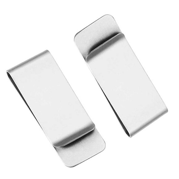 kjfeif 2pcs Metal Wallet Clip for Men and Women Stainless Steel MoneyClip, Men's Slim MoneyClip Stainless Steel Credit Business Card Holder Pocket Cash Wallet