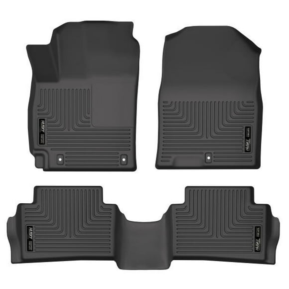 Fits 2018-2023 Hyundai Kona Husky Liner Floor Liner 95581 WeatherBeater; Molded Fit; Raised Ridge; Black; Thermoplastic Elastomer; 3 Piece