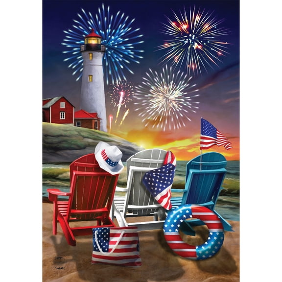 Briarwood Lane Summer 4th of July Garden Flag 12x18 For Outdoor Beachfront Fireworks Fourth of July For 4th of July Garden Flag Flags For Outside