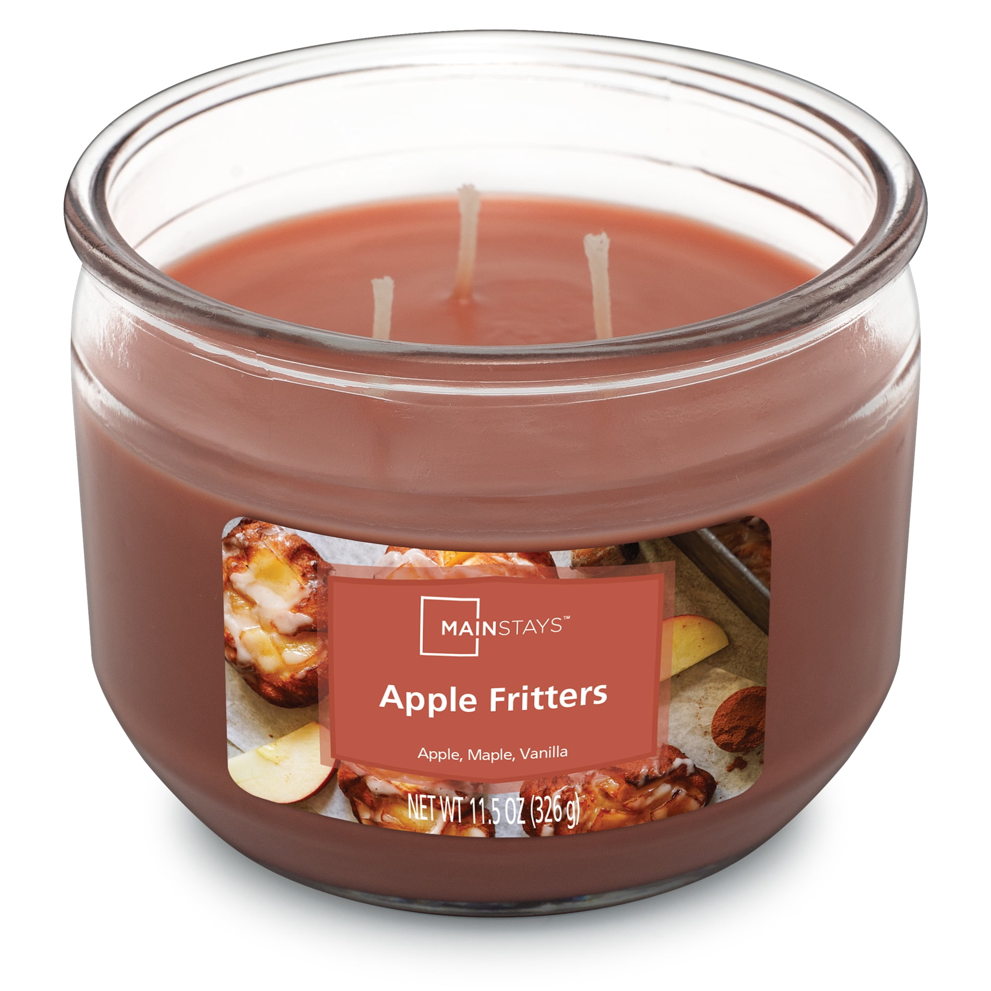 Mainstays Apple Fritters Scented 3 Wick Candle, 11.5 oz.