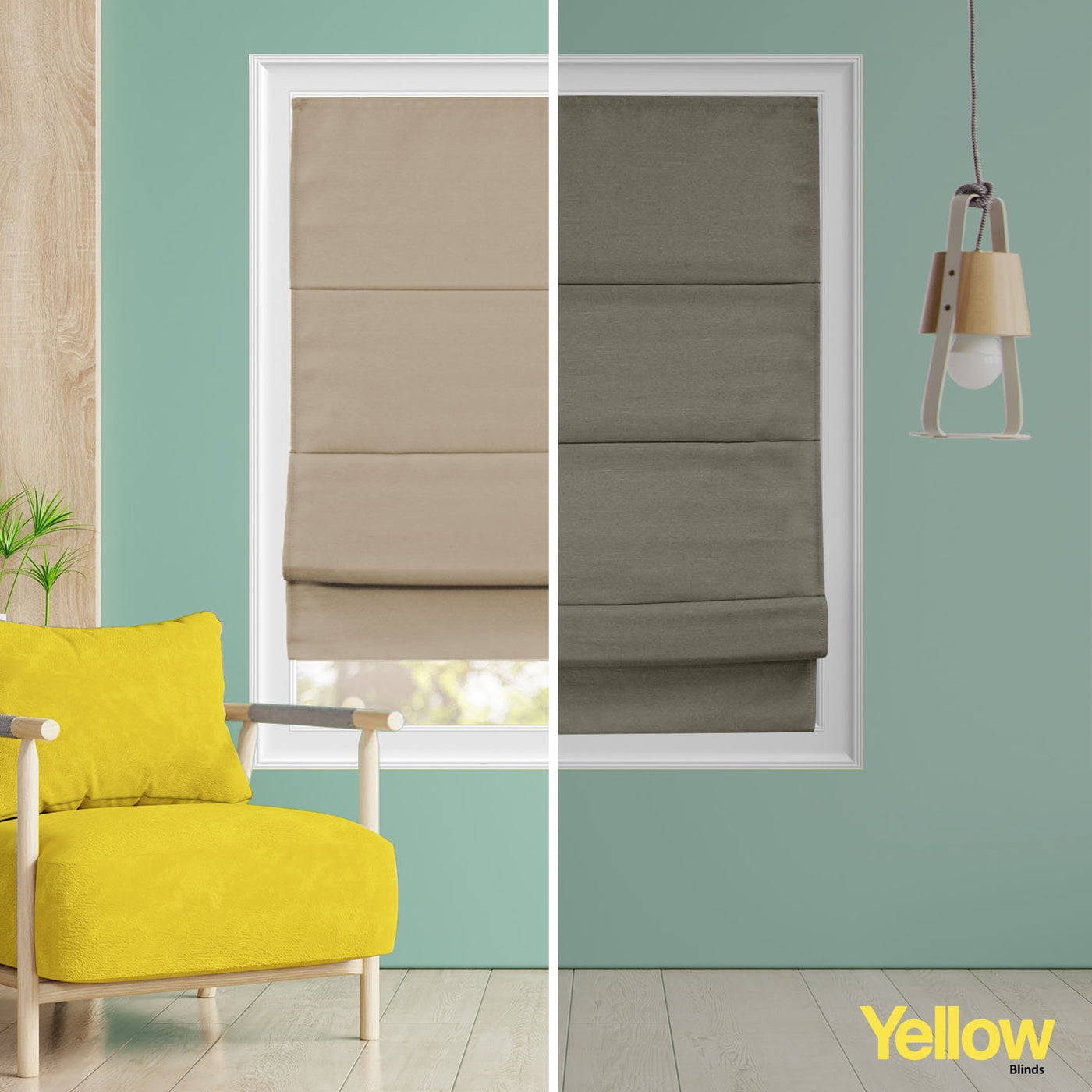 Yellow Blinds Cordless Blackout Roman Shade, Del Mar Sandcastle - 36"W X 64"H