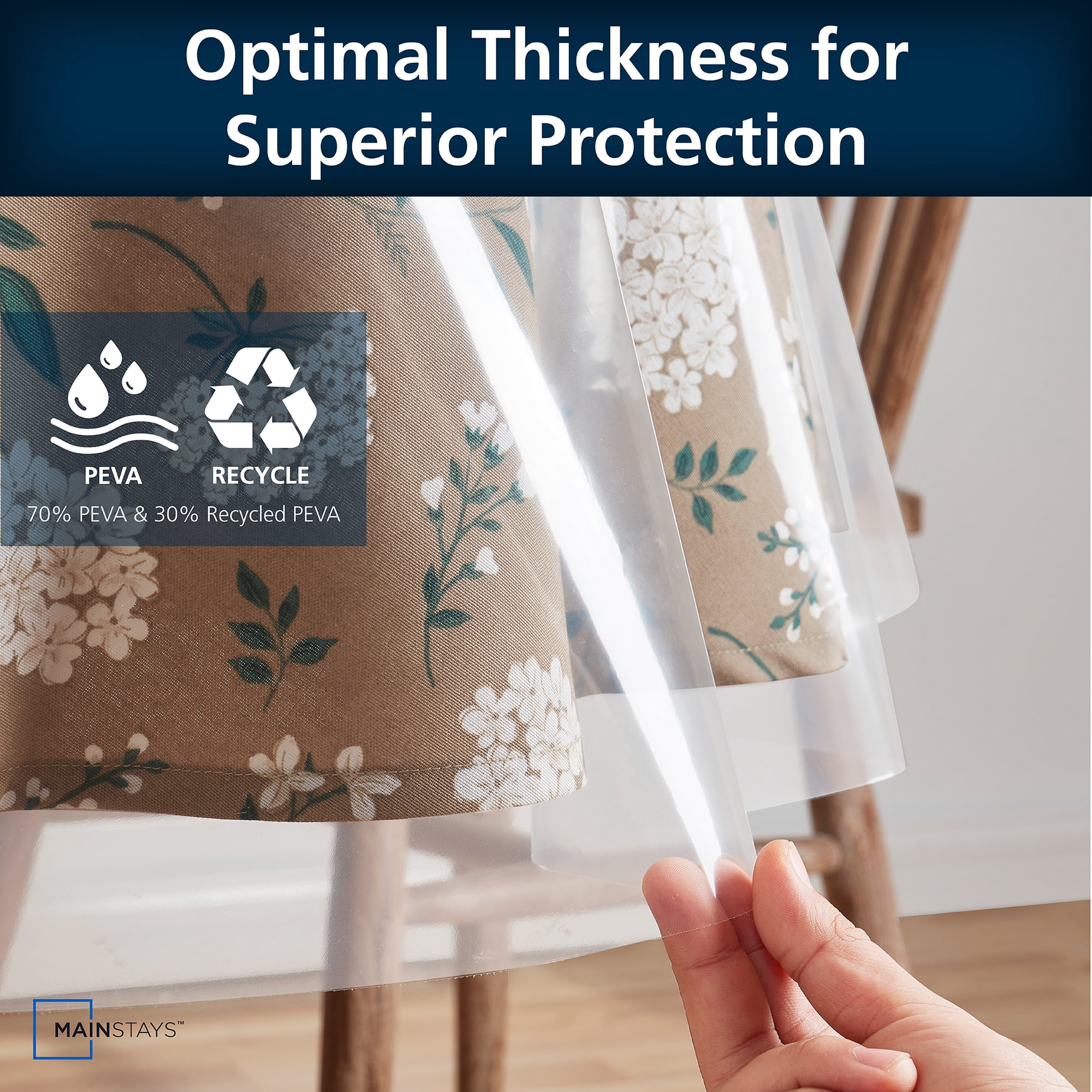 Mainstays PEVA Everyday, Indoor & Outdoor Clear Table Protector 70" Round