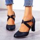 thumbnail image 4 of De mujer Hebilla de color sólido Punta redonda Corte bajo Tacón grueso Zapatos de tacón alto Wmkox8yii  hfjk1152, 4 of 6