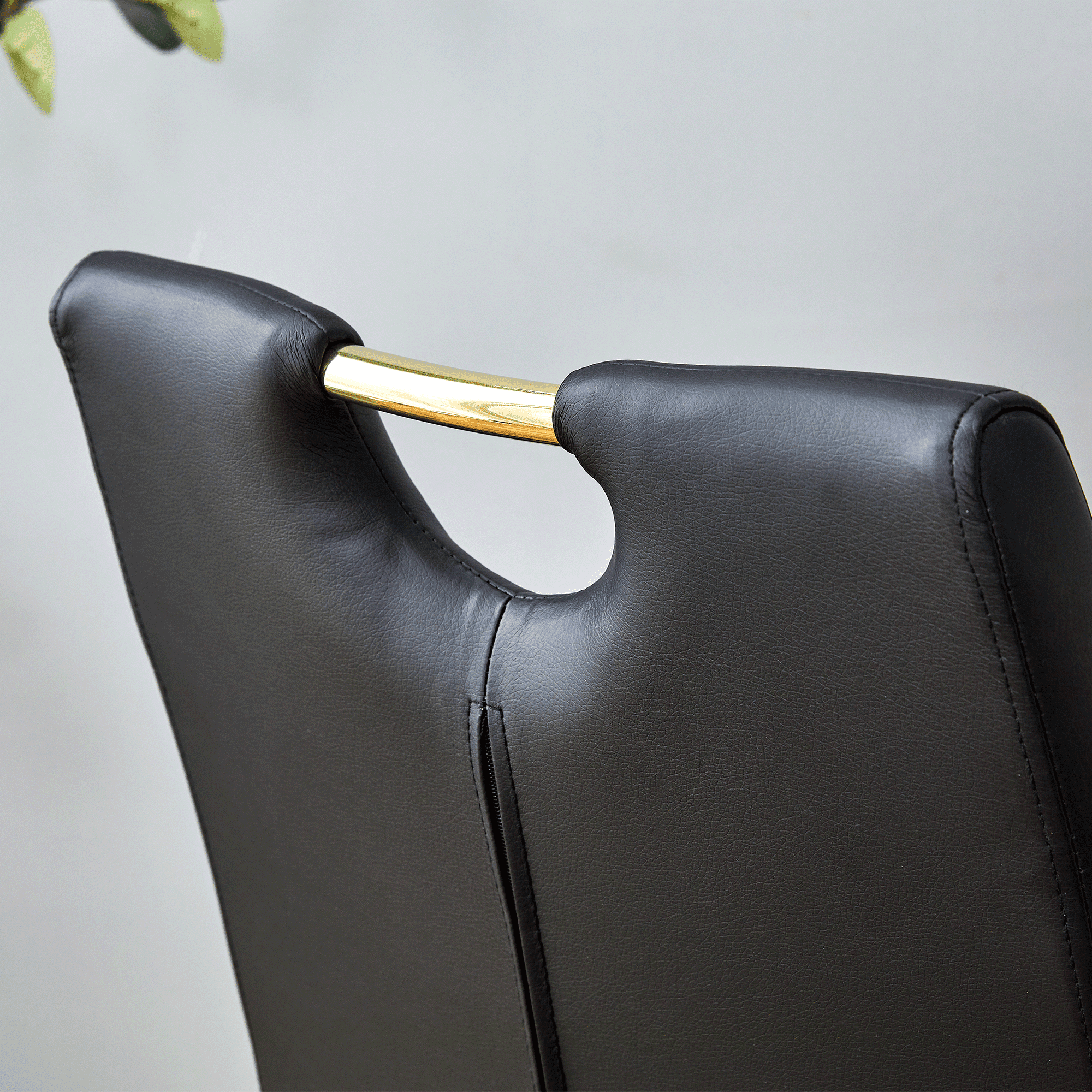 NYEESS Set of 4 Black PU Dining Chairs with Gold Metal Legs, Modern Upholstered Seating for Kitchen or Office