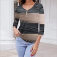 thumbnail image 4 of LYXSSBYX V Neck T Shirts for Women Women's Fashion V-Neck Button Printed Casual Top with 3/4 Sleeve T-Shirt Top, 4 of 8