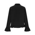 thumbnail image 5 of ZHYou Womens Shirts,Ruffle Sleeve,Button Down Front Chest Pockets Soft VelvetCasual Fashion Tops Trendy Design,Black,Size M, 5 of 9