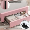 thumbnail image 6 of Homfa Twin Size Kids Bed, LED Upholstered Bed with Adjustable Crystal Button Tufted Crown Headboard, Soft PU Princess Platform Bed Frame with Storage Drawer, Pink, 6 of 8