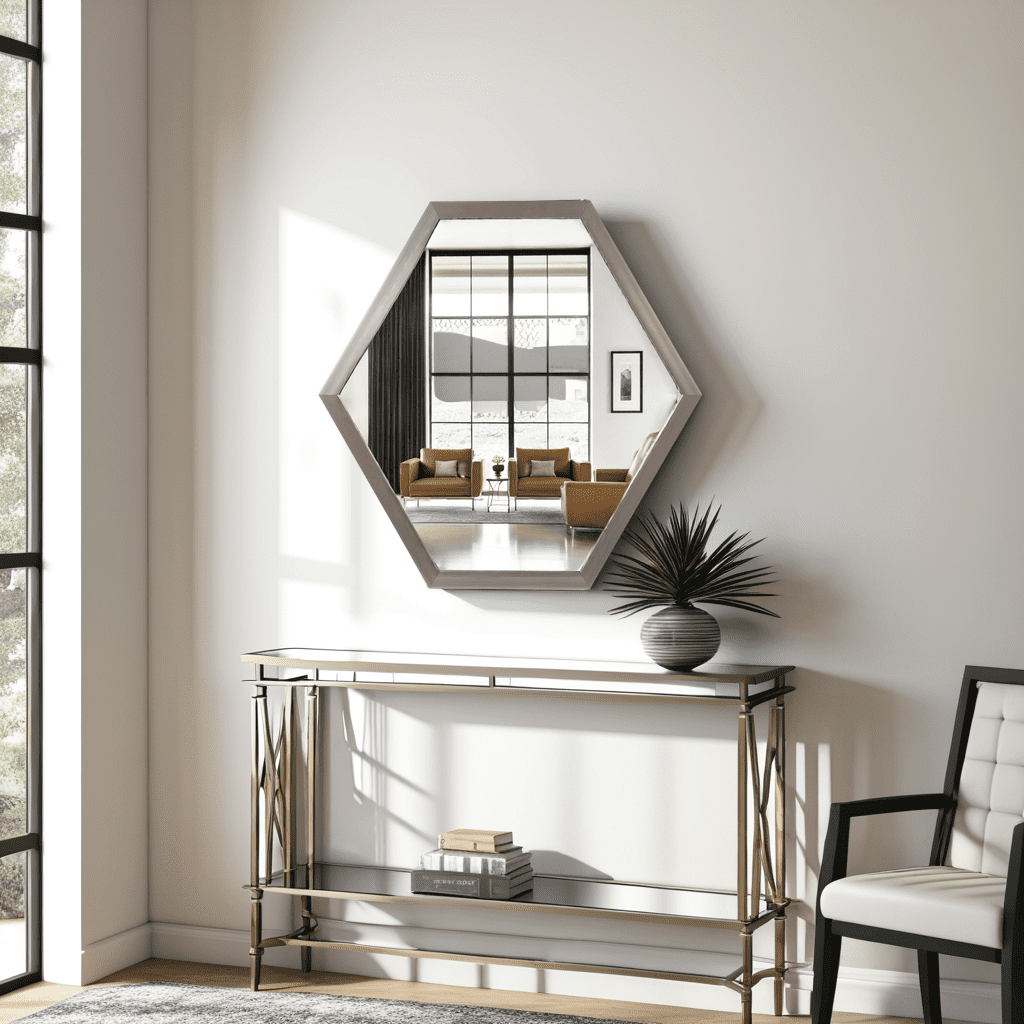 Tyler Dillon Graphite Foil Hexagonal Wall Mirror - 30"W x 30"H