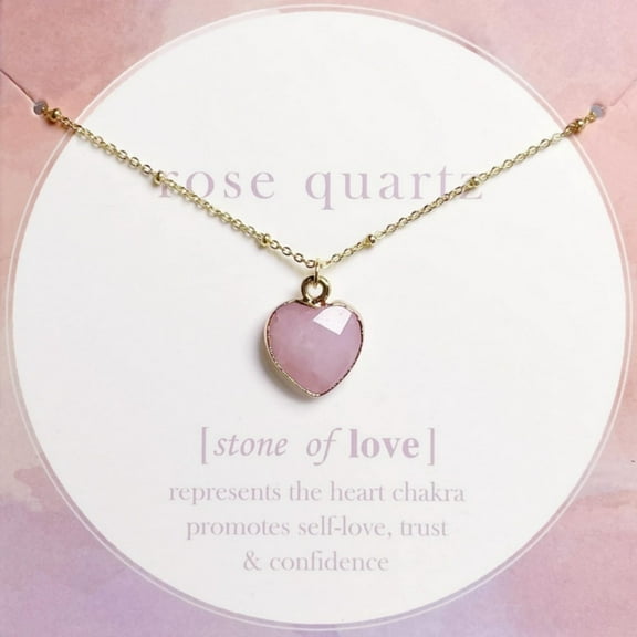 Amethyst Heart Crystal Necklace Rose Quartz Healing Crystals Birthstone Handmade Necklace Cute Elegant Women Necklaces Real Raw Crystal Jewelry Protection Crystal Pendant Necklace for Teen Gift