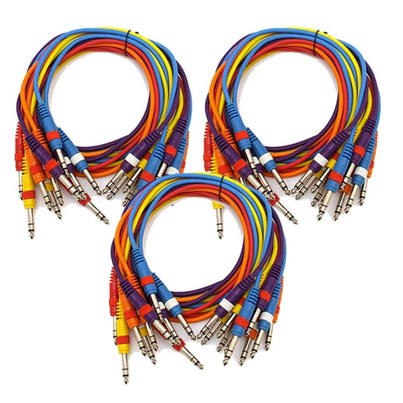 Seismic Audio - 30 Pack of 18 Inch 1/4" TRS Patch Cables - 18" TRS Patch Cords - SASPC1.5n-3Pack