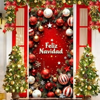 Lwlmwt Christmas Door Banner 70x35 Inch - Extra Wide Holiday Door Drape Designs, Perfect for Winter Party Background, Front Entrance Decor and Seasonal Indoor/Outdoor Celebration Display