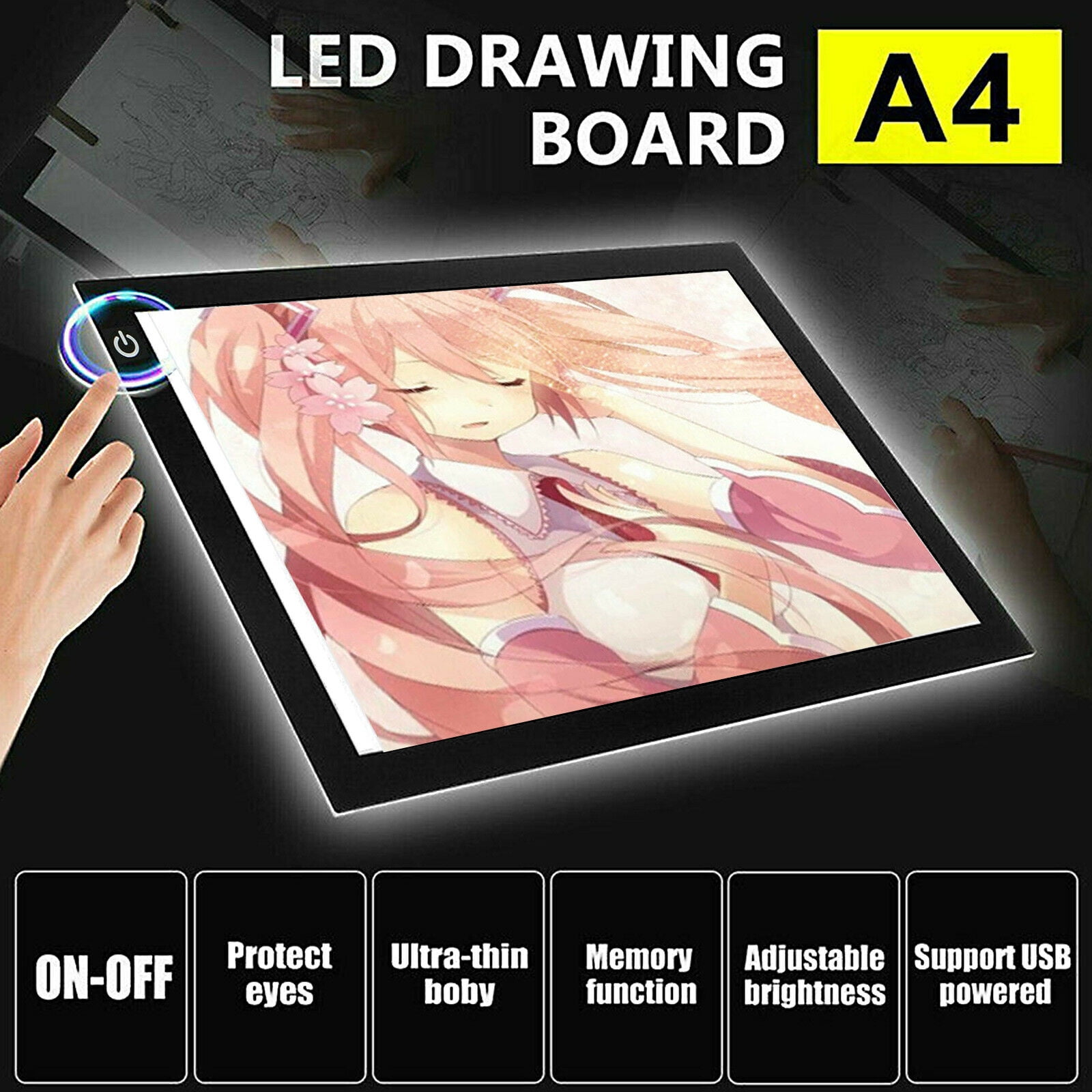 A4 USB LED Artist Tattoo Stencil Board Light Box Tracing Drawing Board Pad  Table 741663857043