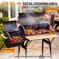 thumbnail image 3 of Segmart Charcoal Grill with Offset Smoker, Portable Outdoor Barrel Grill with Front Shelf, Built-In Thermometer & Wheels, 338 Sq. In. Cooking Area, Ideal for Backyard Patio BBQ, 3 of 8