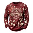 thumbnail image 2 of Men's Halloween Sweatshirt Spiderweb Pumpkin Long Sleeve Spooky Sweatshirts Skeleton Ghost Crew Neck Horror Lightweight Sweatshirt, XL, 2 of 4