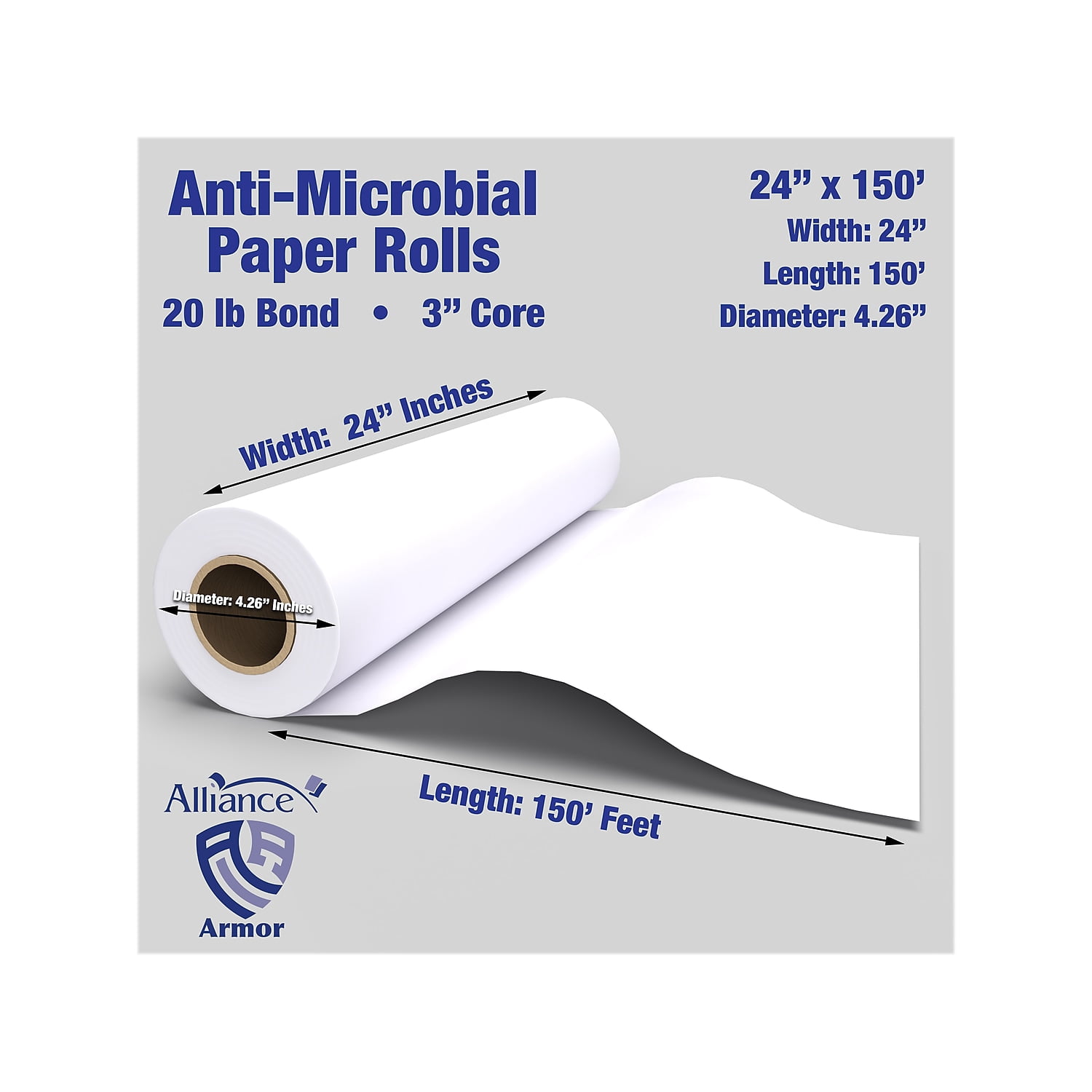 Alliance Armor Wide Format CAD Paper 24" x 150' Bond 4/Carton (24130)