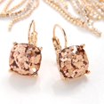 thumbnail image 3 of Faceted Square Glitter Dangle Earrings Cushion Cut Statement Lever-Back Drop Dangles .45" by Humble Chic NY, Rose Gold-Tone Glitter - Lever Back, Pink, 3 of 6
