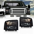 thumbnail image 3 of CROSSDESIGN Smoke Excursion Halo DRL Headlights Fit for 1999-2004 Ford F-250 F-350 Super Duty, 3 of 9
