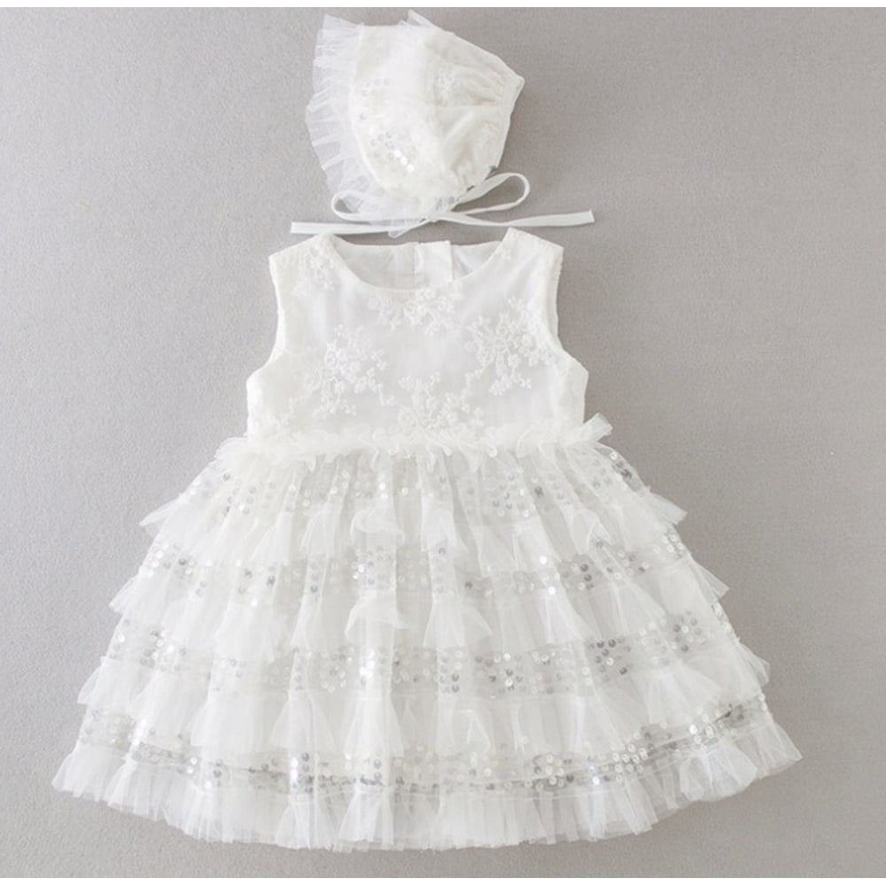 Laurenza's - Baby Girls Sleeveless Baptism Dress Christening Gown with ...