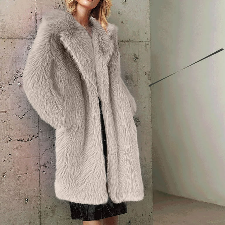 Canis Women Zip Up Winter Warm Faux Fur Jacket Outerwear Long Sleeve Fleece Jackets Sweater Fluffy Coat Stylish Female Outwear, Women's, Size: Medium