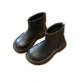 thumbnail image 3 of Juebong Boys Girls Combat Boots PU Leather Zipper Ankle Boots Kids Dress Short Boots Black,35, 3 of 8