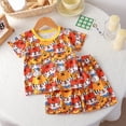 thumbnail image 2 of TOWED22 Toddler Baby Girl 2PCS Embroidered Short Sleeve Tops Elastic Waist Shorts Outfits Set(Yellow,6-12 M), 2 of 4