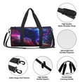 thumbnail image 2 of Lafuoo Cosmic Cat Psychedelic Journey Pattern Round Duffel Bag with Adjustable and Detachable Shoulder Strap Sports Gym Bag for Travel, Business, Sports-One Size, 2 of 5