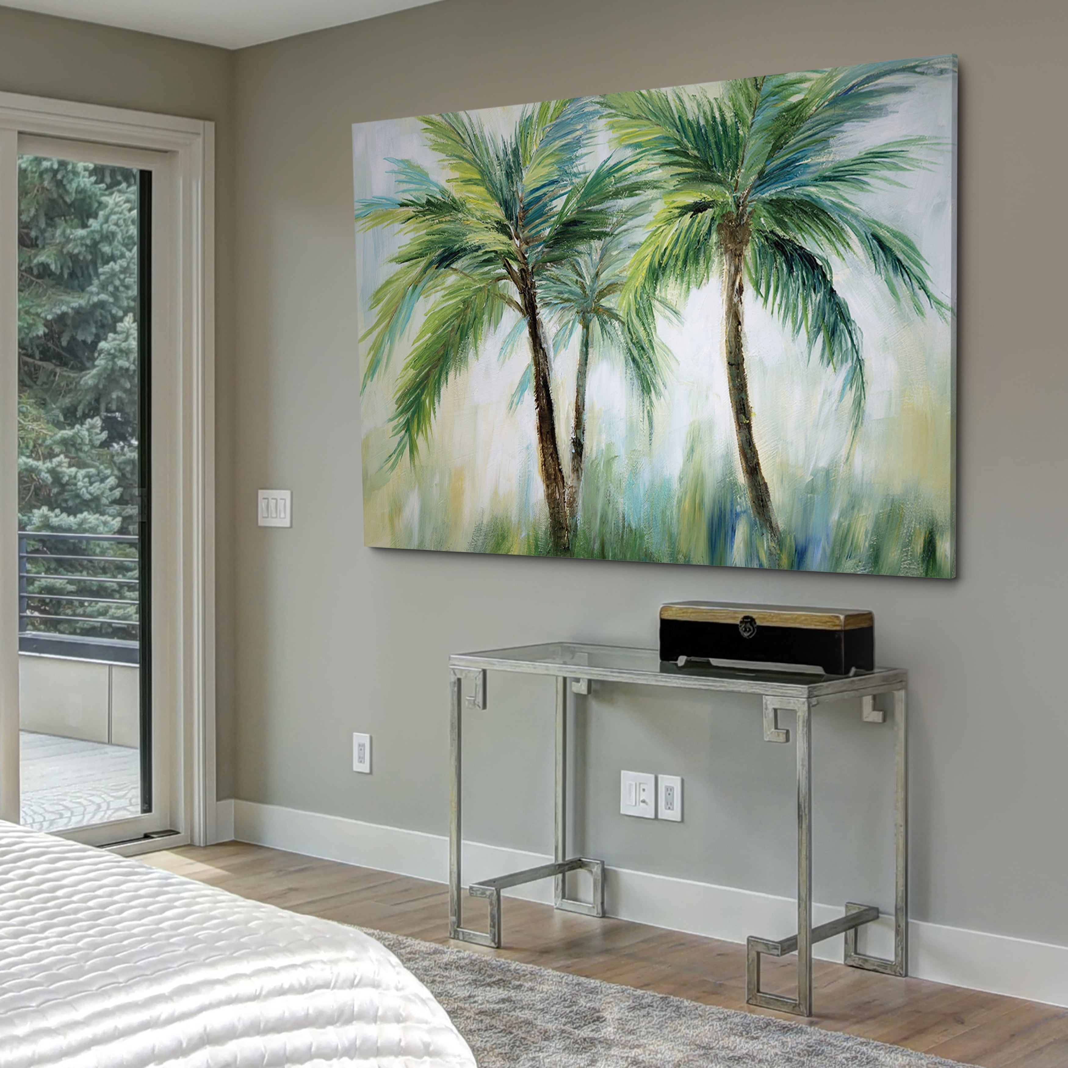 Tribal Palms Green and Blue Canvas Wall Art
