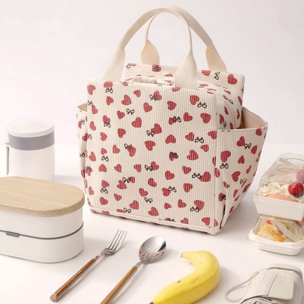 Aparatos de cocina, bolsa de almuerzo para mujeres y hombres, lindas bolsas de pana para el almuerzo, lonchera térmica reutilizable de gran capacidad, hielera térmica reutilizable para el trabajo, pic