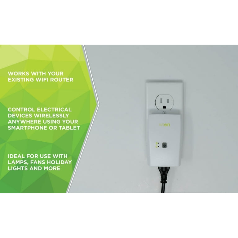 WiOn 50050 Indoor WiFi Plug With 1 Grounded Outlet, White 