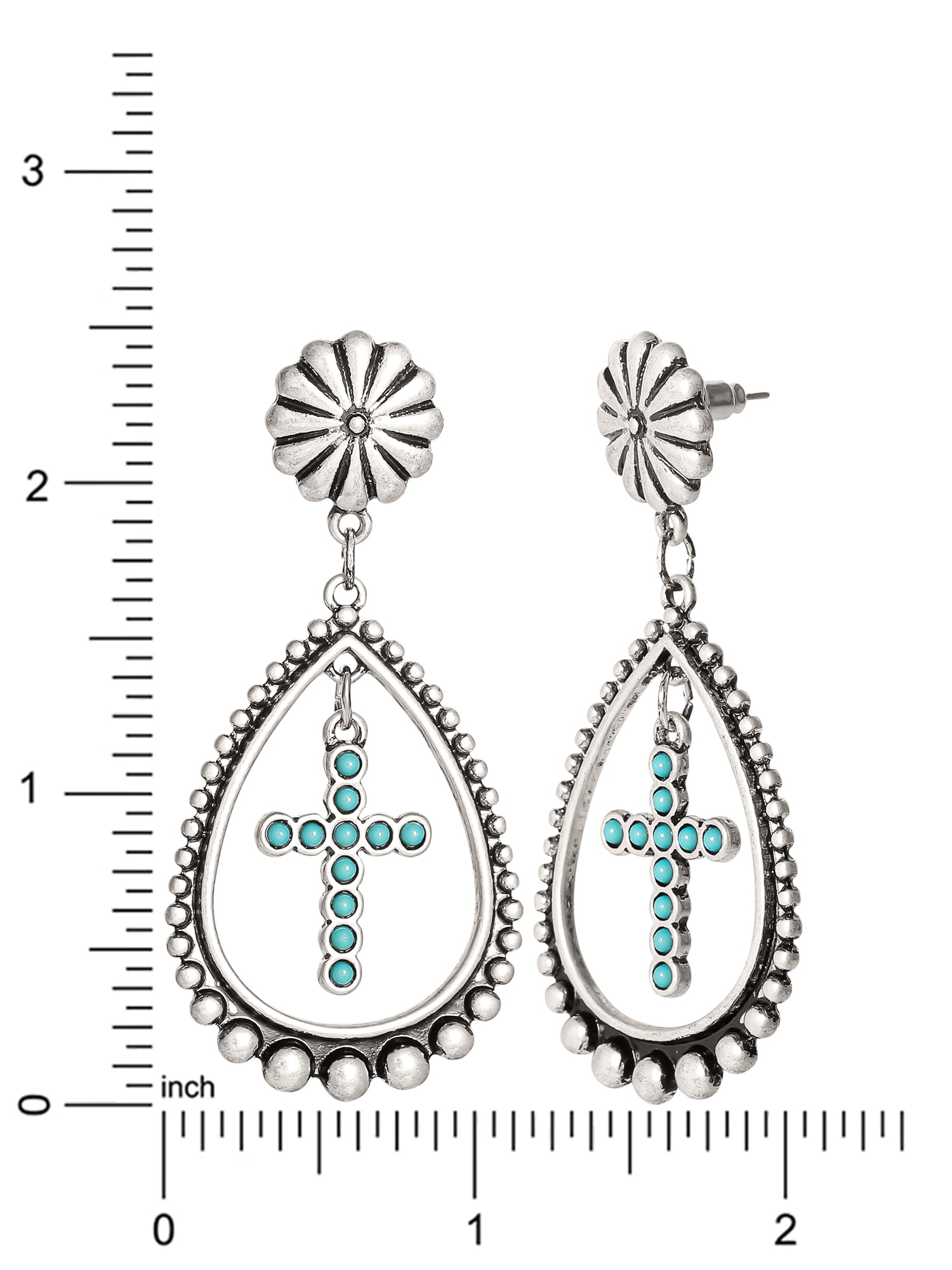 Jessica Simpson Turquoise Stone Cross Drop Earring