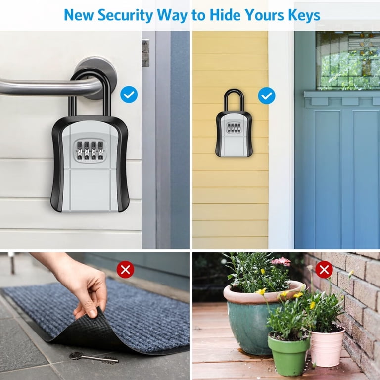 ZENTREON Key Lock Box for Outside with Light Up Dials - Sturdy Waterproof Combination Key Holder Wall