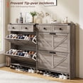 thumbnail image 4 of Conate Armoire de Rangement pour Chaussures avec 2 Tiroirs Basculants et 2 Tiroirs, Armoire à Chaussures Mince Style Ferme pour Entrée, Gris, 4 of 9