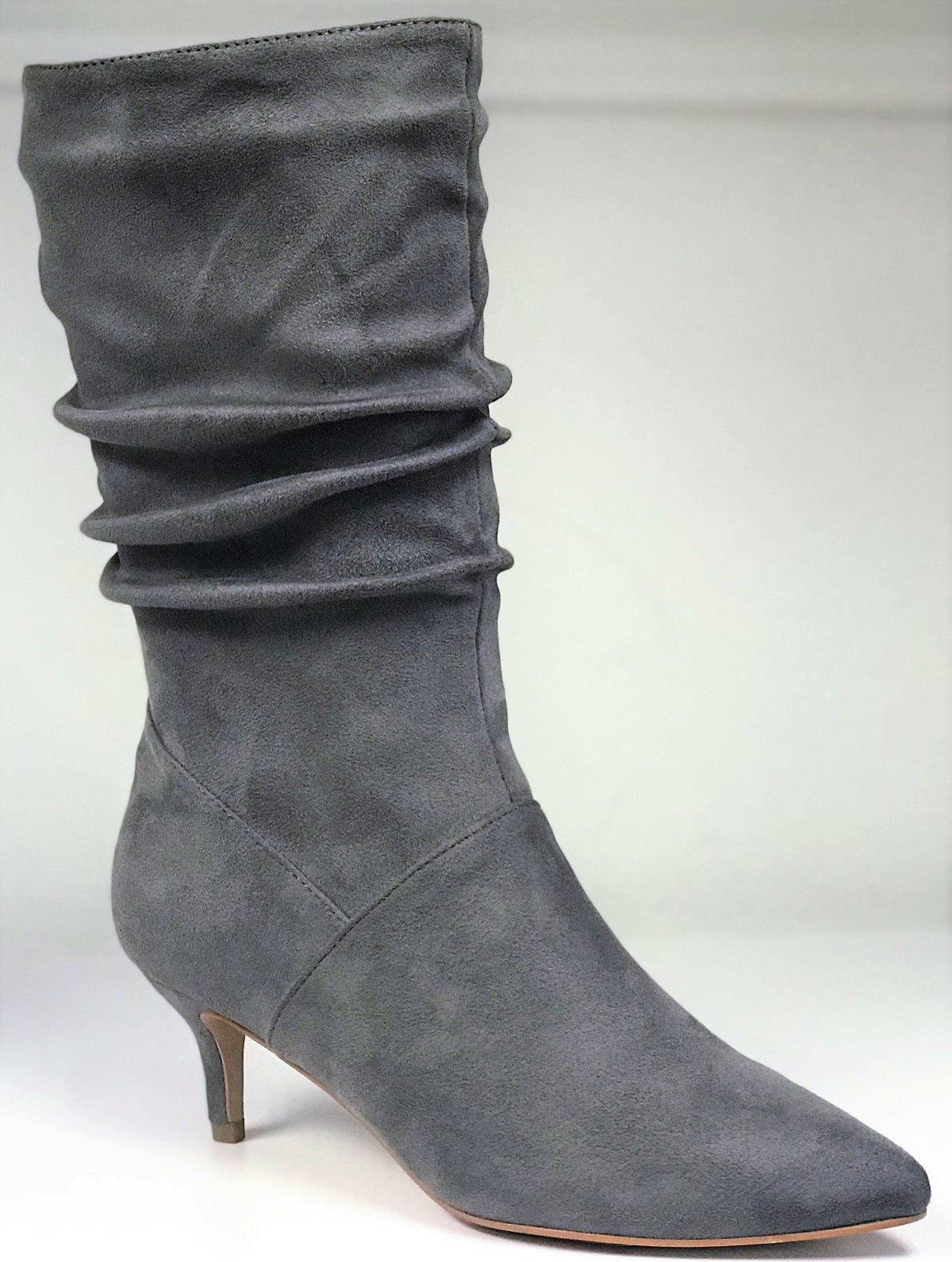 gray kitten heel boots