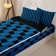 thumbnail image 3 of Erosebridal Navy Squiggle Art Zipper Twin Comforter Sets with Fitted Sheet and 2 Pillowcases,Deep Blue Black Line Zipper Bedding Set For Boys,Black Reversible,4 Pieces, 3 of 7
