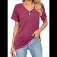 thumbnail image 1 of Blusas de Verano para Mujer, Camisas de Corta, Conjuntos Casuales de Negocios, Ropa de Moda para Vacaciones en la Playa 2025, Color Vino Tinto L, 1 of 6