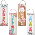 thumbnail image 3 of Spring Easter Welcome Sign Set of 2 for Front Door Wall Signs Hanging Wood Double Sided Spring Farmhouse Indoor Outdoor Decoration Supplies 17"x 6", 3 of 8