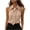 Khaki, variant on Women's Off Shoulder Tops Halter Neck Collar Sleeveless Casual Party Vacation Shirt Blouse, Red L