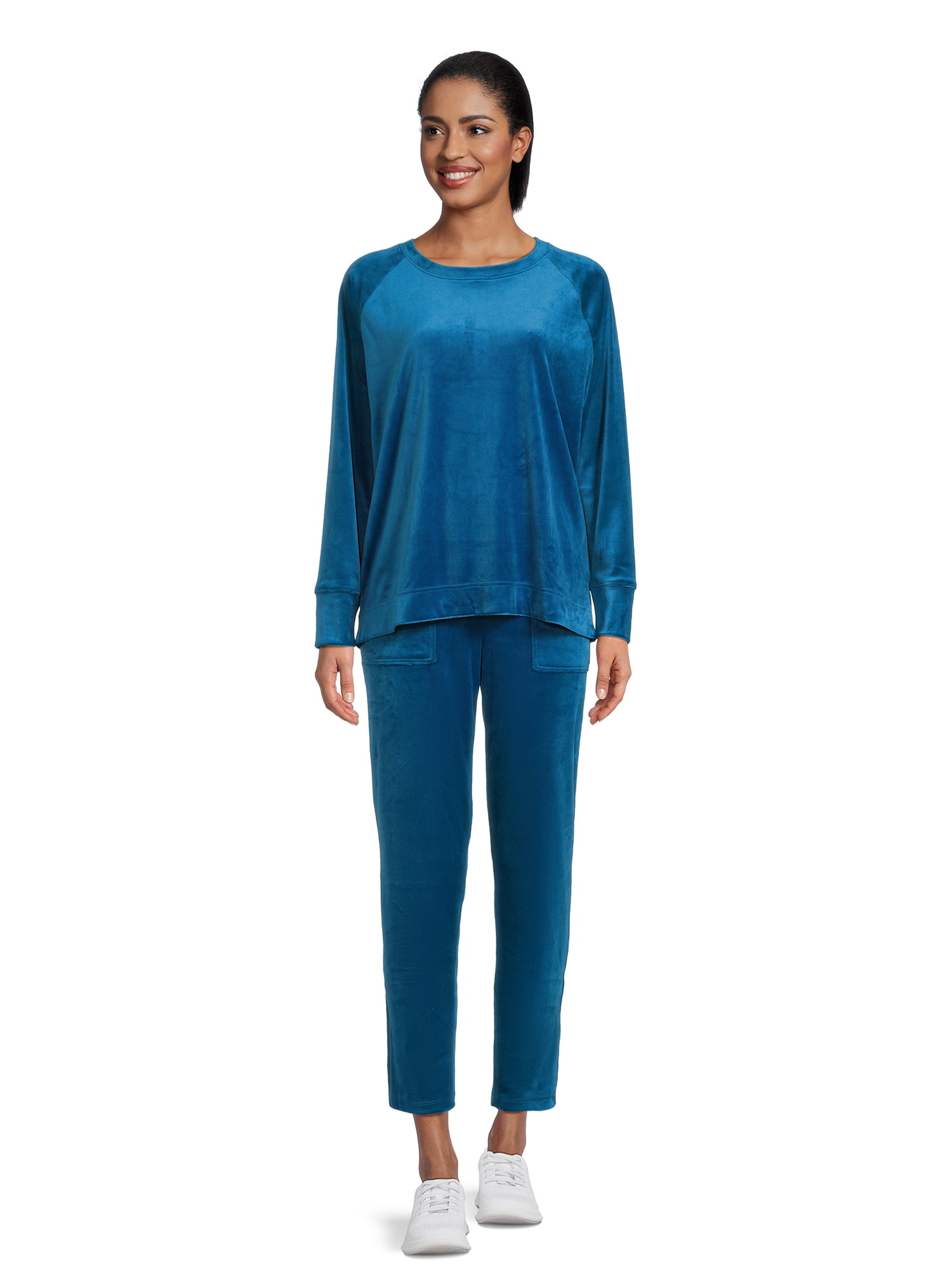 Time and Tru Women's Velour Top and Pants Set, 2-Piece, Sizes S