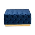 thumbnail image 2 of Bowery Hill Royal Blue Velvet Gold Finished Square Cocktail Ottoman, 2 of 7