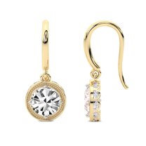 1 Carat IGI Certified Round Shape Lab Grown Diamond Earrings | 18K Yellow Gold | Bella Vintage Dangling Lab Diamond Earrings | Prong Setting | FG-VS Quality Friendly Diamonds