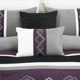 thumbnail image 5 of Chezmoi Collection 7-Piece Purple/Black/Gray/White Modern Stripe Zigzag Embroidery Comforter Set, Oversized King, 5 of 7