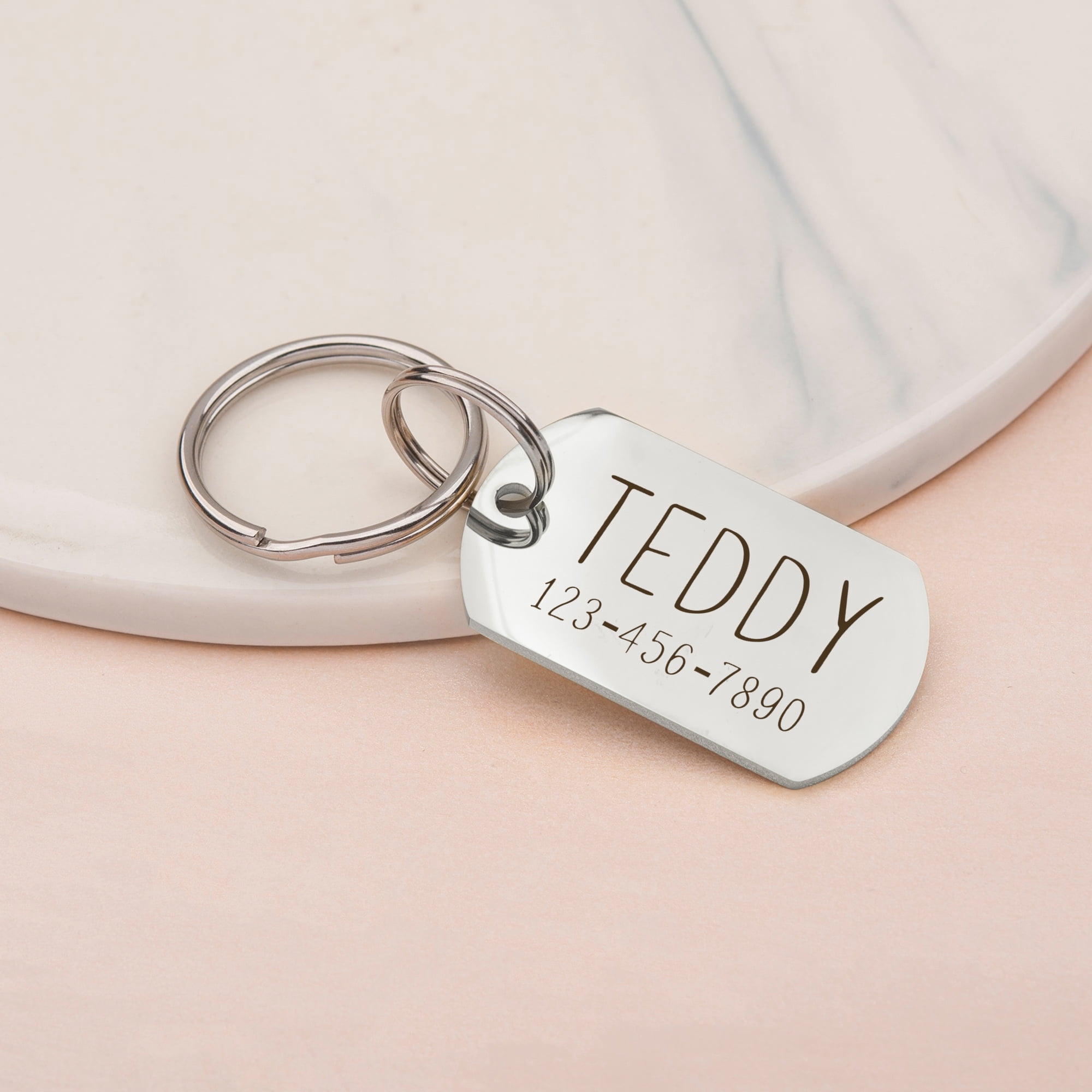 Engravable Pet Id Tag - Dog Tag with Phone Number Tag Shape - Pet Name Tag Emergency Tags for Pet Collar [Silver, S, Front & Back Engraving]