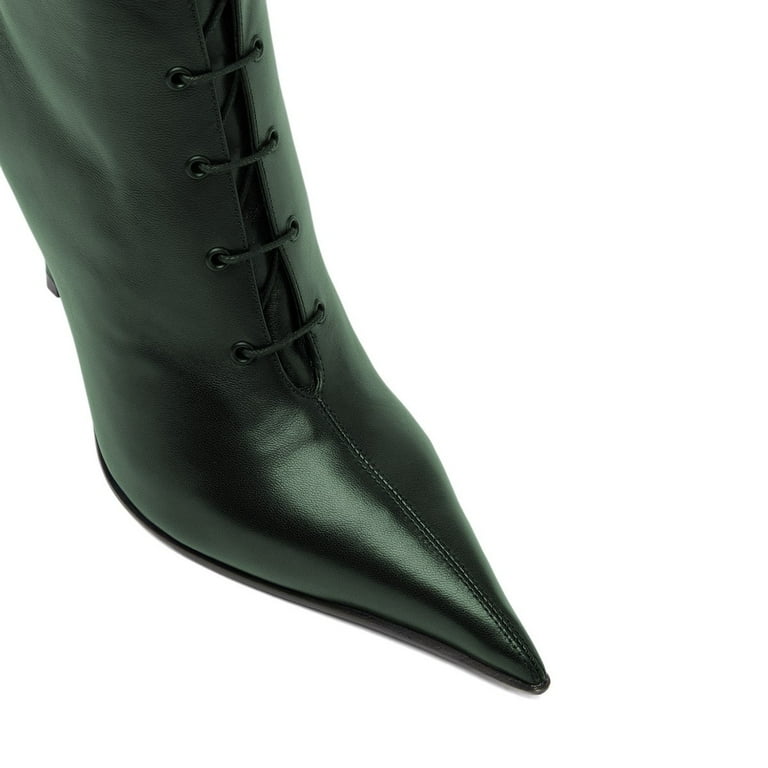 XYD Women Pointed Toe Ankle Boots Stiletto Heels Lace-up Events Office  Booties Shoes Size 15 Dark Green - Walmart.com