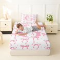 thumbnail image 3 of Manfei Cartoon Monogrammed Print G Twin Fitted Sheet,Pink Girly Bow Bedding,2-Piece,1 Fitted Sheet and 1 Pillowcase, 3 of 6