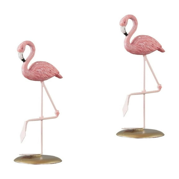 unbranded 2pcs Resin Flamingo Sculpture Decorative Flamingo Statue Tabletop Flamingo Figurine Decor